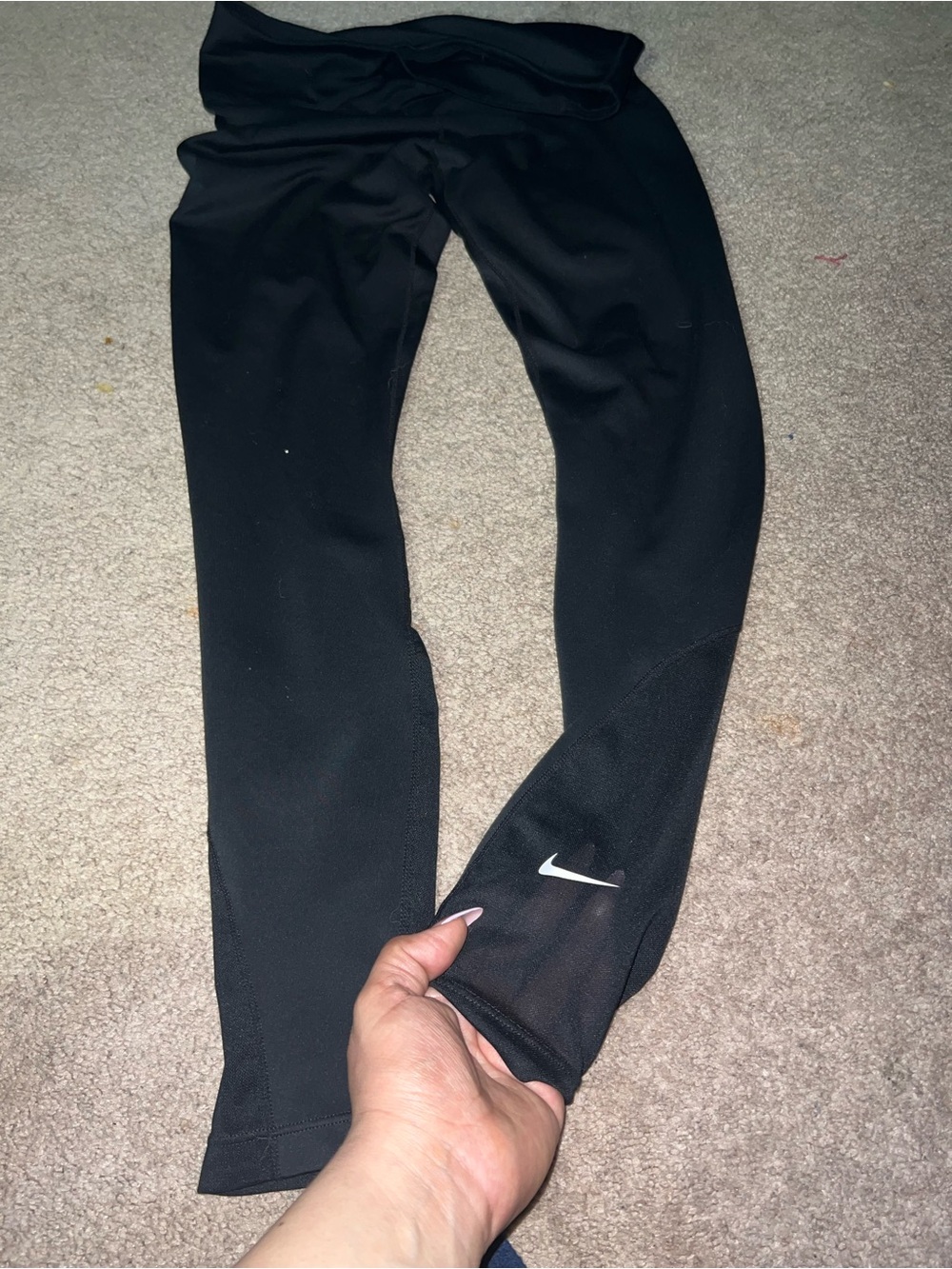 Nike Black Girls' Athletic Leggings with White Swoosh